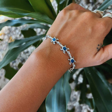 Inlaid Turtle Sterling Silver Bracelet TBG005